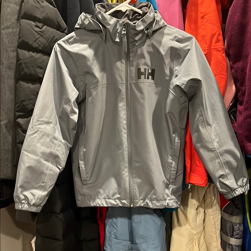Boys Helly Hansen Gray Rain Jacket/ Windbreaker Sz 10